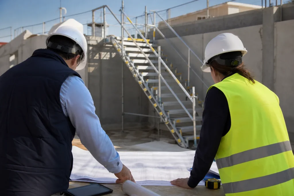 Planificación técnica de escaleras de acceso para una obra