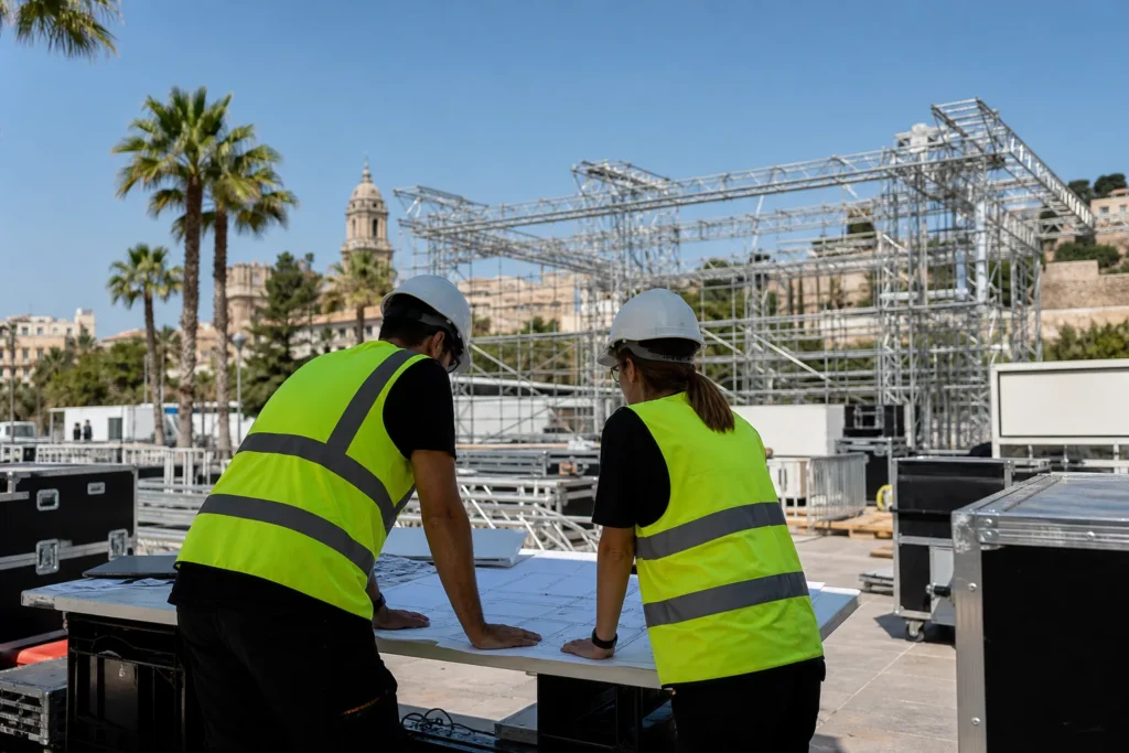 Planificación del montaje de estructuras para espectáculos en Málaga