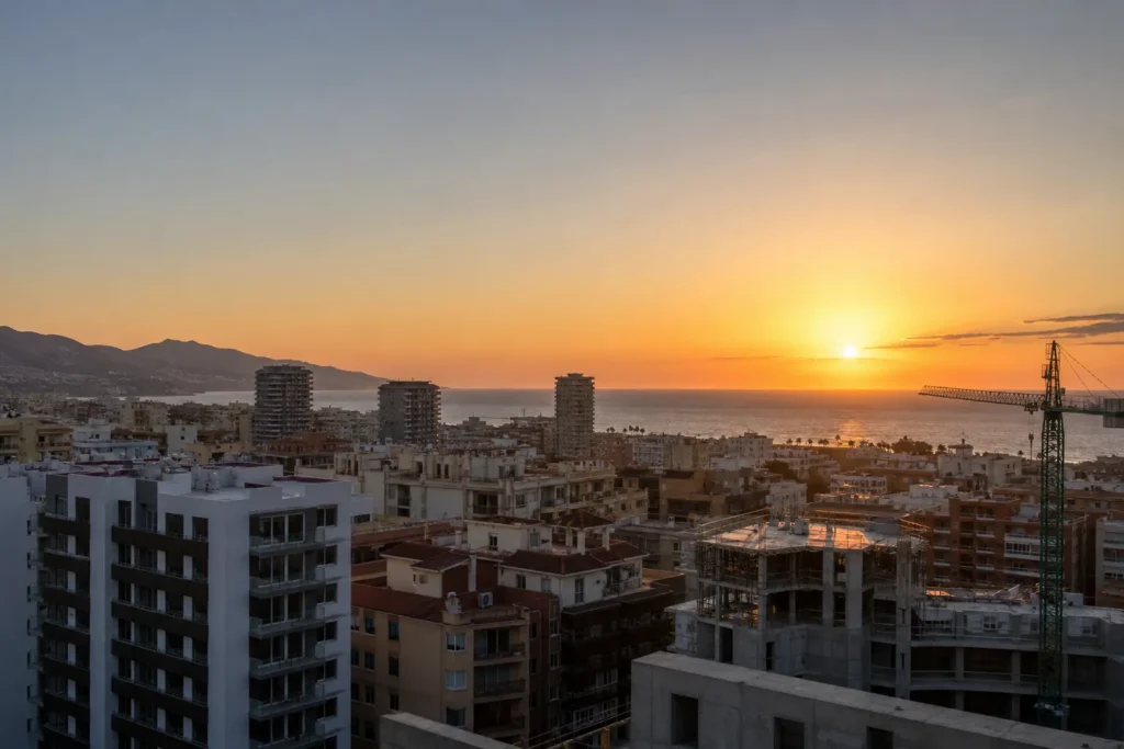 Vista urbana de una ciudad costera de la Costa del Sol